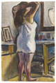 KatNr 558&nbsp;&nbsp; Curt Querner "Stehende im Hemd, vor dem Spiegel". 1957.