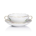 KatNr 698 Sechs Suppentassen mit Untertassen "Rote Rose". Meissen. Um 1745. Ausformungsjahr um 1971.