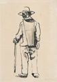 KatNr 628 Paul Wilhelm, Mann mit Hut und Stock  / Rückenansicht eines Mannes mit Hut und Stock / Liegender Schäferhund / Bildnis der Schriftstellerin Jeanne Berta Semmig auf dem Totenbett. Wohl 1920er Jahre -1958.