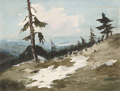 KatNr 428&nbsp;&nbsp; Willy Becker, Letzter Schnee – Osterzgebirgskamm. Wohl 1970's.