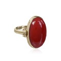 KatNr 840&nbsp;&nbsp; Goldschmiede-Ring mit Karneol-Cabochon. Roland Klein, Leipzig. 1960's.