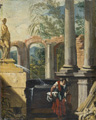 KatNr 002&nbsp;&nbsp; Marco Ricci, Antike Ruinen mit einer Wäscherin. Nachfolger des 18th cent.