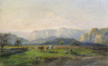KatNr 029&nbsp;&nbsp; Bernhard Mühlig, Ausblick auf die Bastei, Sächsische Schweiz. 2nd half 19th cent.