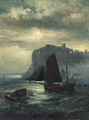 KatNr 081&nbsp;&nbsp; Robert Ernest Roe, Scarborough Castle im Mondschein. 1885.