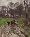 KatNr 093&nbsp;&nbsp; Arthur Wansleben, Viehtrieb in den Rheinauen im Vorfrühling. Um 1910.