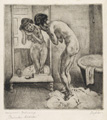 KatNr 271&nbsp;&nbsp; August Wilhelm Dressler "Badendes Mädchen" / Zwei Mädchen bei der Toilette. Wohl 1920's.