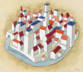KatNr 489&nbsp;&nbsp; Werner Hofmann, Die kleine Stadt. 1966.