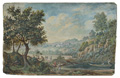 KatNr 241&nbsp;&nbsp; Christian Gottfried Morasch, Sächsische Landschaft mit Wanderern und Fischern. Um 1800.