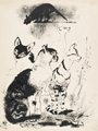 KatNr 292&nbsp;&nbsp; Josef Hegenbarth "Fünf Katzen". 1942.