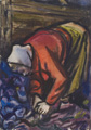 KatNr  Curt Querner "Frau in roter Jacke beim Krautschneiden". 1957.