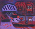 KatNr 131&nbsp;&nbsp; Lutz Fleischer "Hafeneinfahrt bei Nacht" (Dresden – Pieschen). 1981.