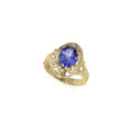 KatNr 797&nbsp;&nbsp; Ovaler Tansanit-Ring mit floralem Design (ca. 2,7 ct).