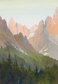 KatNr 57 Minni (Hermine) Herzing, Dolomiten / "Blumenwiese (Rosengarten)" / "Fischleintal" / "Blick auf Sella" / "Pala di San Martino". 1934/1935.
